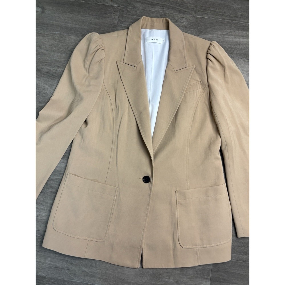 A.L.C. Blazer Womens 12 Tan Camel Single Button Tailored Stretch Jacket Career